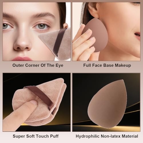 Vicloon Makeup Brush Set, 40 Pieces Professional Makeup Brush Set with Beauty Blender, Powder Puffs, Headband, Premium Brushes Set for Foundation Concealer Brown