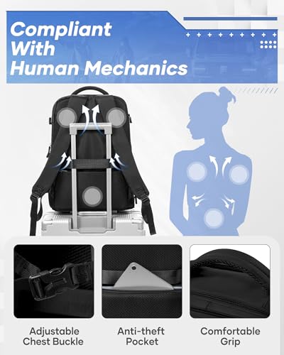 SZLX Large Travel Backpack Women, Vacuum Backpack with Pump Ryanair Hand Luggage 40 x 30 x 20 cm, Wizzair Hand Luggage 40 x 30 x 20 Waterproof Daypack Fit 14 Inch Laptop with Shoe Compartment and Laptop Compartment