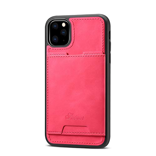 Lightweight Case for Apple iPhone 11 Pro Max 6.5 inches,Slim Soft Pu Card Slot Kickstand Protective Shock Absorption Thin Simple Cover Women Girl Shell