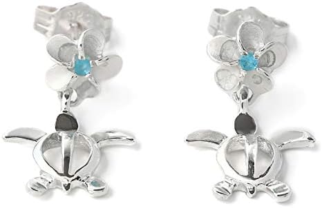 Amazon ピアス ハワイアンジュエリー Locomocoaloha ブルー ジルコニア プルメリア ホヌ 正規品 ジュエリー ピアス 通販