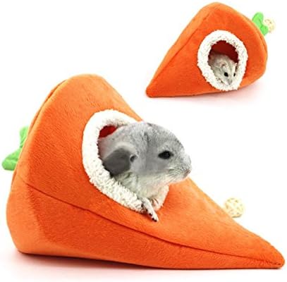 Rabbit Hamster Hammock in Carrot Shape Hang House Bed Cave for Bunny Squirrel Birds Guinea Pig galesaur Chinchilla Small Animals (Large)