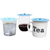 Top Quality Silicone Drink Covers by F.E.D. Best for Covering Wine Glasses & Cocktails, Steeping Tea, Keeping Coffee Warm. Airtight Eco Friendly Dish & Cup Cover Lids, Set of 4 (2 colours).