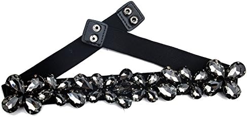 SanJL Women's Crystal Beaded Stretch Belts for Birthday Gifts