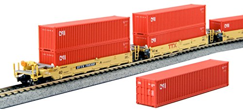 Kato USA Model Train Products N Gunderson MAXI-I Double Stack 5-Unit Well Car TTX New Logo #759300 Train