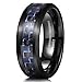 King Will GENTLEMENT Tungsten 8mm Black and Blue Carbon Fiber Inlay High Polish Men's Wedding Band Ring