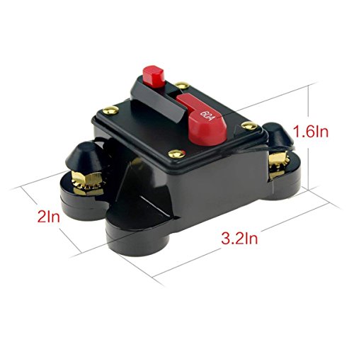 ANJOSHI 60amp Circuit Breaker 50A-300A Manual Reset Home Solar System Fuse Holder Car Audio Amps Protection 12V-24V DC Reset Fuse Inverter Replace Fuses