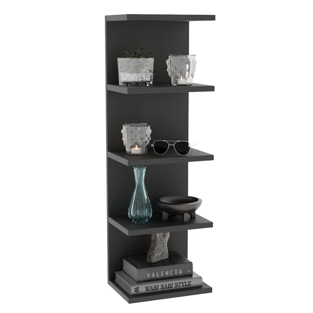 ComfortCove Wall Shelf Bookcase, Wall Mounted Unit, Shelf Units, Floating Shelves, Bookcase, Storage Organizer Shelves for Bedroom, Living Room, Bathroom, Kitchen, Office, 5 shelf, Black