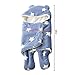 Baby Swaddle Blanket Sleep Sack - GreForest Thick Fleece Swaddling Blankets Seperated Legs Soft Warm for Bath, Air-Conditioned, Autumn, Winter with Velcro, Cute Bear Ear Hood (Blue Star, 0-3 Months)