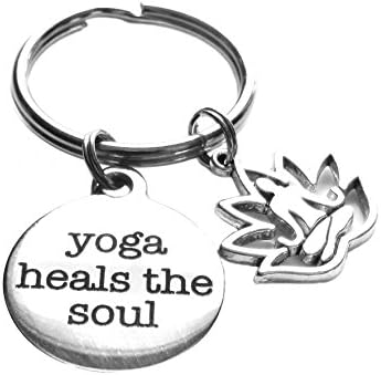 Yoga Heals the Soul and Lotus Charm Reiki Meditation Key Chain