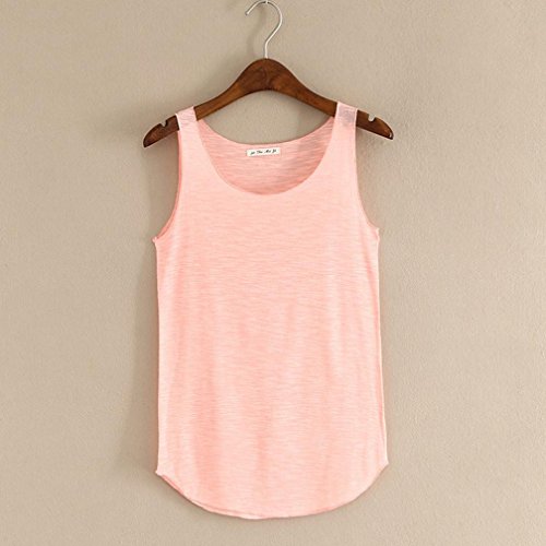Leedford Women Tank Tops, Women Sexy Summer Bamboo Cotton Vest Sleeveless Blouse Casual Tank Tops T-Shirt (Free Size, Pink)