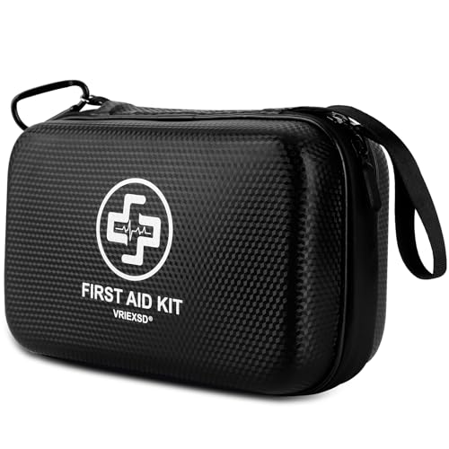 VRIEXSD Premium First Aid Kit, 320 Piece Waterproof Hard Shell Eva First Aid Kit for Home, Camping, Cars, Hiking, Travel, Businesses & Outdoor Emergencies - Emergency Medical Kits (Black)