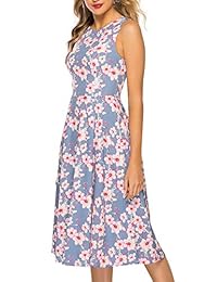 Simple Flavor - Vestido de verano para mujer, sin mangas, estilo vintage, diseño floral