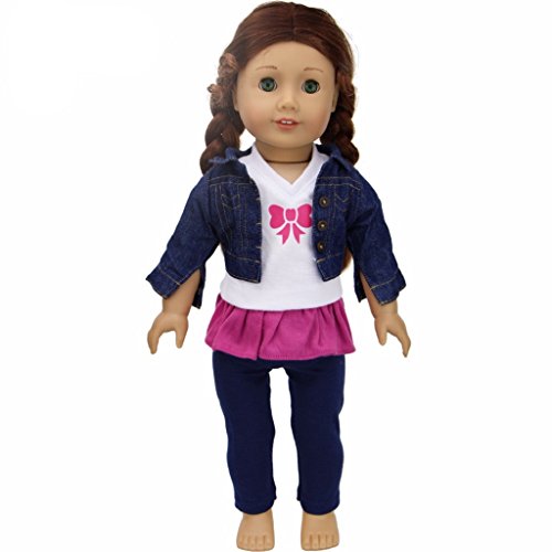 MonkeyJack 4 pieces Jeans Jacket Clothes For 18'' American Girl Doll Our Generation My Life Doll Shirt Tops W/ Outfits Dress Trousers Doll Accessories