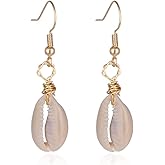 Barch Young Natural Cowrie Shell Earring for Women with Bohemia Style for Summer Beach