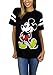Disney Womens Mickey Mouse Varsity Football Tee (Black, Small)