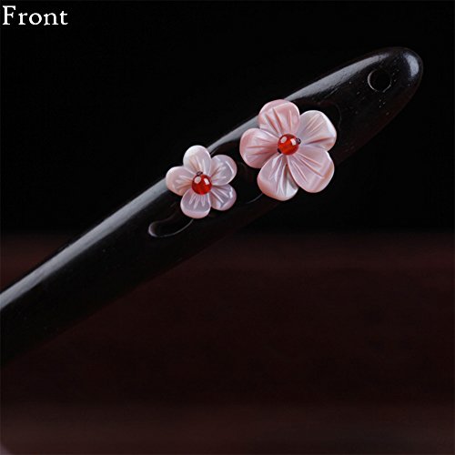 Peach Blossom Ebony Wooden Hair Stick Women Girls' Hair Accessories Chopsticks Retro Hair Stick Packaged in Exquisite Box - Thumbnail 3
