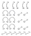 Jstyle 24Pcs Acrylic Body Piercing Jewelry Clear Nose Lip Eyebrow Piercing Ring for Women Men 16-18G