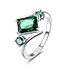 Merthus 5x7mm Radiant Cut Simulated Emerald 925 Sterling Silver Bypass Geometric Ring for Women Size 8