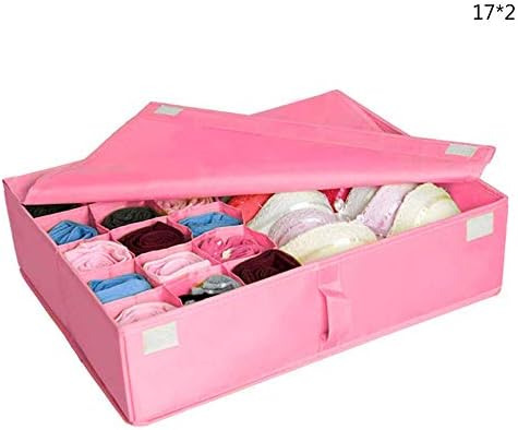 Drawer Divider, Foldable Fabric Closet Organizer,Dresser Organizer,Storage Box,Room Organization for Underware,Bra,Ties,Belts,Socks,Tank Tops, Lingerie,Closet,Wardrobe,17.3x13.4x4.7inch Pink