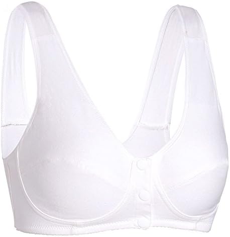 ITOPAI Minuoyi Front Closure Wire Free Thin Comfortable Vest Bra (38BCD, Pure White (3 Buttons))