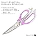 Kitchen Scissors - Multi-Function Kitchen Shears, Heavy Duty, Razor-Sharp Stainless Steel, Easy-Clean, Dishwasher-Safe (Pink Lavender)