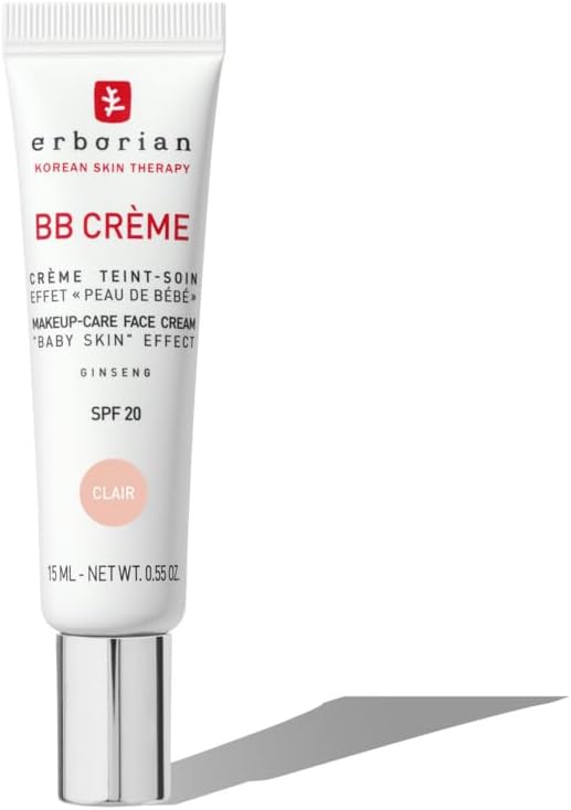 - BB Crème au Ginseng 5-en-1 - Soin Teinté Perfecteur Effet "Peau de Bébé" - Fond de Teint Couvrant Imperfections - Protection Solaire SPF 20 - Soin Cosmétique Coréen - Clair 15ML