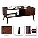VASAGLE Retro Coffee Table, Cocktail Table, Mid-Century Modern Accent Table with Storage Shelf for Living Room, Reception, Easy Assembly, Walnut Color ULCT09BY