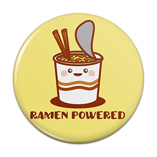 Ramen Powered Noodle Soup Chopsticks Pinback Button Pin Badge - 1