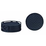 Spectrum Scroll Coaster Container with 6 Coasters, Black