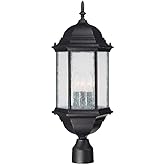Capital Lighting 9837BK Main Street Seeded Glass Outdoor Post, 3-Light 180 Total Watts, 24" H x 10" W, Black