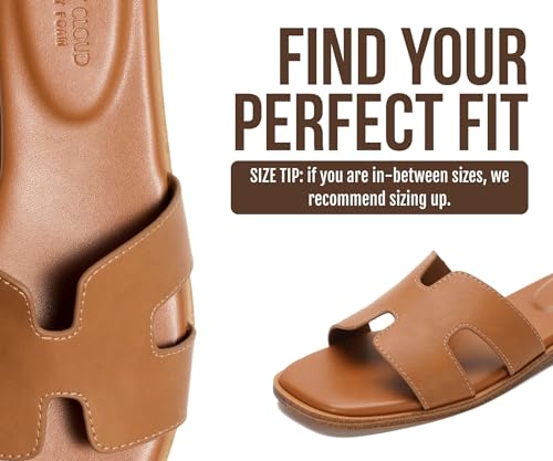 Project Cloud 100% Genuine Leather Sandals for Women 2026 - Fashion Flat Womens Sandals with Memory Foam Insole Slides Sandals Women Footwear - Mules Women's Sandals (Jannel)