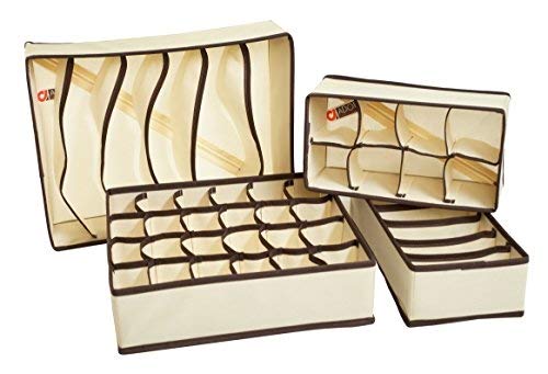 Adorn Home Essentials| Foldable Fabric Closet Storage Organizer,Drawer Organizer and Drawer Divider| Ideal for Underwear, Socks, Bras and Home Essentials| Set of 4 Organizer Drawers - Thumbnail 3