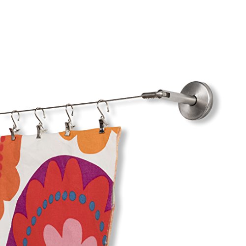 Wallniture Stainless Steel Curtain Drape Wire Rod Stainless Steel Chrome 16.5 Feet 24 Hanging Clips
