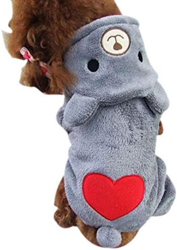 OOEOO Pet Dog Warm Clothes Puppy Jumpsuit Hoodie Hooded Doggy Heart Soft Sweatshirt