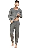 Suntasty Men's Striped Crew Neck Long Sleeve Top with Lounge Bottom Pajama Set