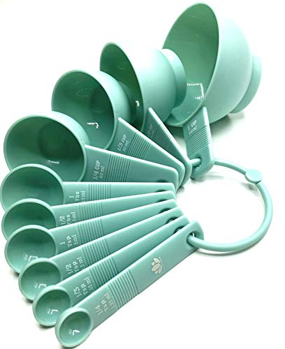 BARCHASB Stylish Measuring Cups and Spoons Set 10 Pieces Stackable Dishwasher Safe Heavy Duty for Cooking & Baking Suitable for Dry & Liquid ingredients