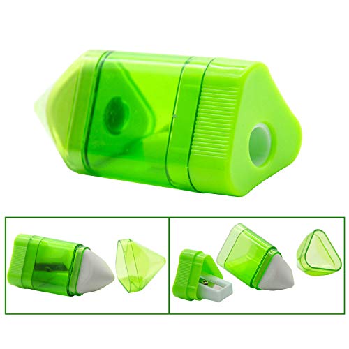 Alpurple 20 Packs Single Hole Manual Pencil Sharpener with Eraser Receptable for Regular Sized Pencils and Crayons for School, Office and Home - Thumbnail 3