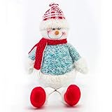 Costyleen Christmas Snowman Figure Plush Dolls Toy Xmas Decorations Ornaments Home Indoor Table Decor Party Tree Hanging Toys Gifts Collectible Festival Figurine Blue 23 inches