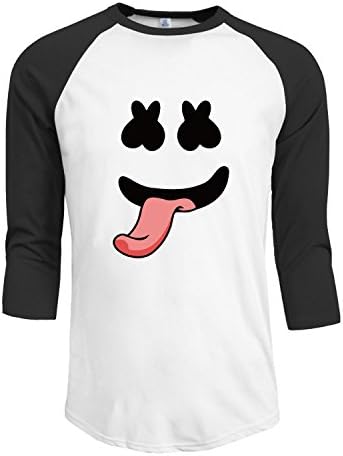 Marshmello dj mask tongue Men's 3/4 Sleeve Raglan baseball t-shirt M Black