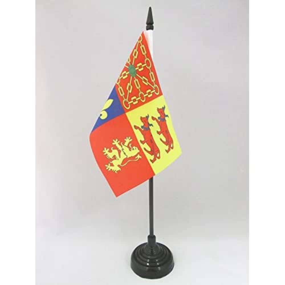 AZ FLAG - French Department of Pyrénées-Atlantiques Table Flag 4'' x 6'' - Pyrenean Office Mini Banner 100% Polyester 15 x 10 cm - Mini Desk Flag with 10'' Pole and Black Plastic Base