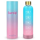 Sursip 32 oz Glass Water Bottle With Stylish