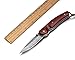 KUBEY Damascus Steel Folding Knife,Rosewood Handle,Drop Point,2-3/4-Inch Blade