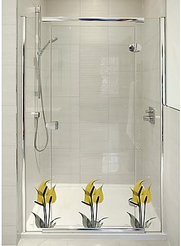 Courtside Market Contour Art Elements Yellow Lily Shower Decal l Colorful Finish to your Shower Doors and Glass