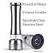 Homekitchenco Electric Salt and Pepper Grinders - Battery Operated, Stainless Steel with Ceramic Mill and Led Light (Pack of 1 Mill) - Easy Adjust Grinder Coarseness, Powerful Motor for Rock Salt