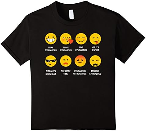 Kids I Love Gymnastics Gymnasts Emoji Emoticons Graphic T-Shirt 12 Black