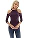 PattyBoutik Women Halter Cold Shoulder Keyhole Back Blouse (Dark Purple Small)