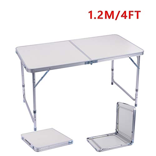Folding Table 4ft Portable Adjustable Aluminum Alloy Indoor and Outdoor Dining Table with Portable Handle for Picnic Camping Barbecue