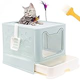 BLBGDD Large Cat Litter Box with Lid Foldable Top