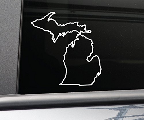 Michigan Vinyl Decal Laptop Car Truck Bumper Window Sticker, 5.5" x 5.25", White