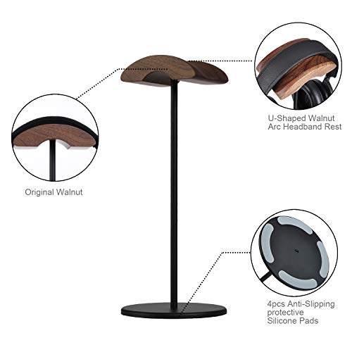 JOKItech Aluminum Black Walnut Wood Headphone Stand Rack Nature